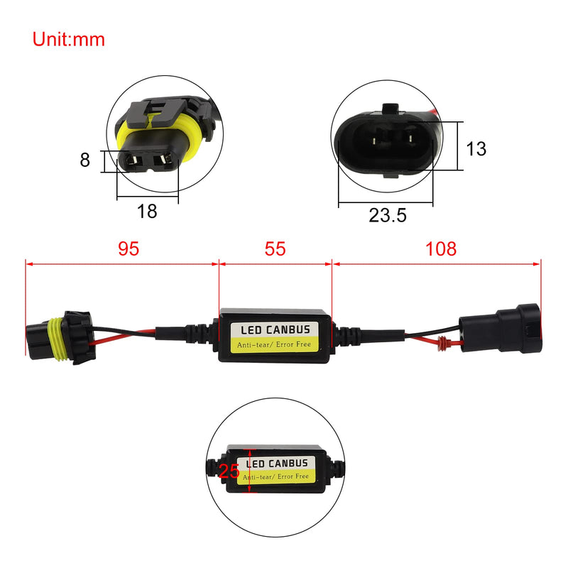 FLYPIG 2pcs 9005 9006 LED Headlight Bulb Canceller Decoder Error Free Resistor Wiring Anti Flicker Resistor Canbus Adapter