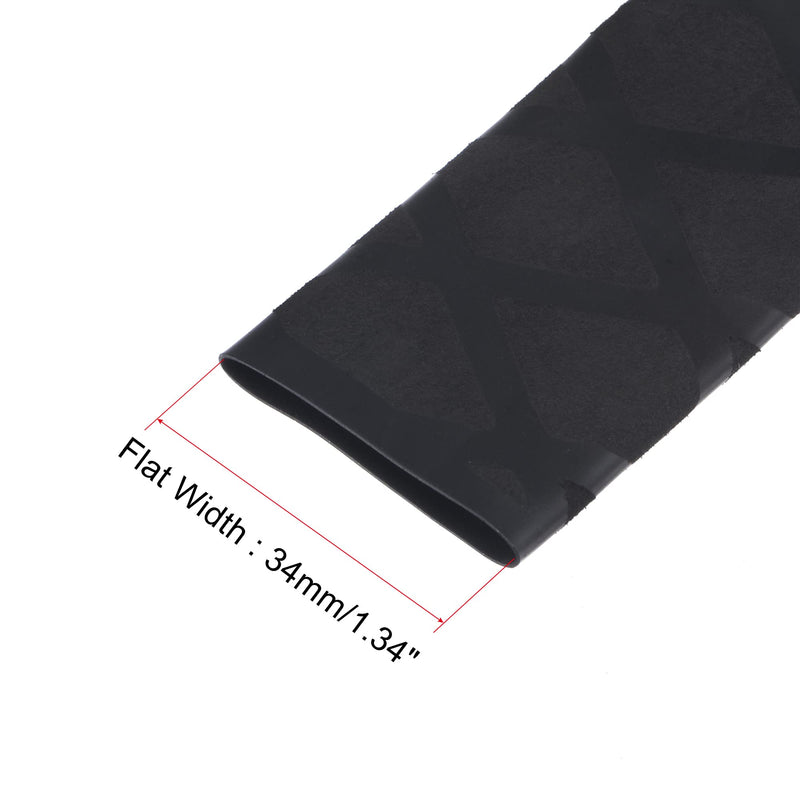 sourcing map Heat Shrink Tubing 20mm Diameter 34mm Flat 1.6ft 2:1 Ratio Black