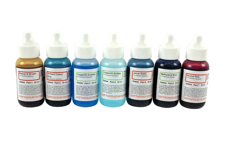 AmScope SK-6 Vital Stain Kit, 7 Bottle Set, 6 Different Stains for Microscope Slides, Used on Living Cells Without Killing Them