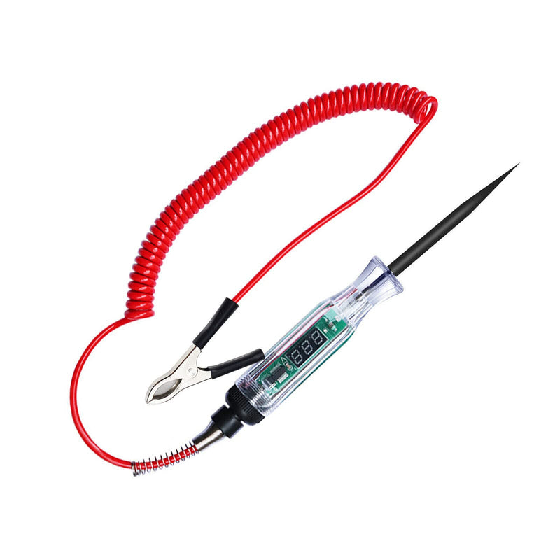 Car voltage tester with indicator light, vehicle test lamp, volt tester, current tester, tester, car test pen with alligator clip 6/12/24V