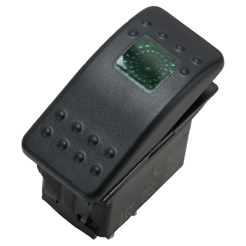 Amarine Made 2-Pack of 12v 20 Amp Waterproof LED On/Off Boat Marine SPST 3P Rocker Switch with Light (Green)