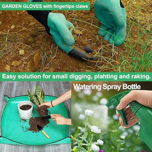 Garden Tool Set, 11 Pcs Gardening Hand Tools Heavy Duty Stainless Steel Garden Supplies with Repotting Mat for Planting Kit with Gift Box, Gardening Gifts for Women Men Mom