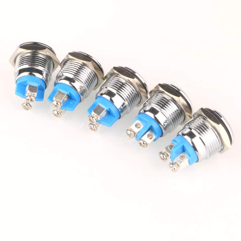 Gebildet 5pcs 16mm 12V-24VDC Stainless Steel Waterproof LED Indicator Light Screw Terminals in 5 Colors Red/Orange/Blue/Green/White 16mm 12V-24V