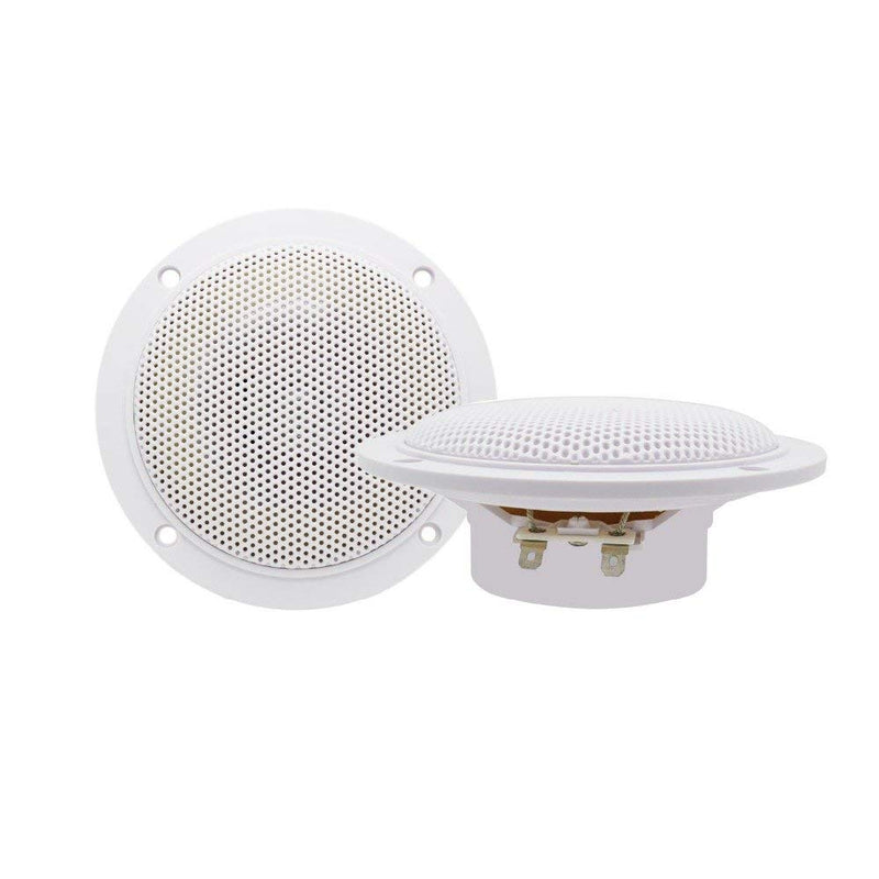 Herdio 4 Inches Waterproof Marine Ceiling Speakers with 160 Watts Power, Handling for Kitchen Bathroom Boat Car RV Camper Motorcycle Cloth Surround and Low Profile Design - 1 Pair (White) White