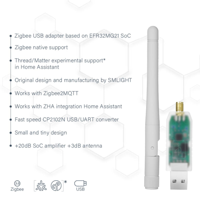 SMLIGHT SLZB-07 Zigbee 3.0 USB Coordinator - Pre-Flashed and Ready-to-Use Zigbee Adapter for ZHA Home Assistant and Zigbee2MQTT SLZB-07:EFR32MG21 Soc