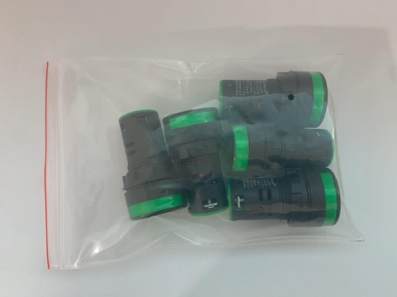 Heschen 22mm LED Indicator Light AD16-22D/S 220V AC 20mA Green Light Color Pack of 5