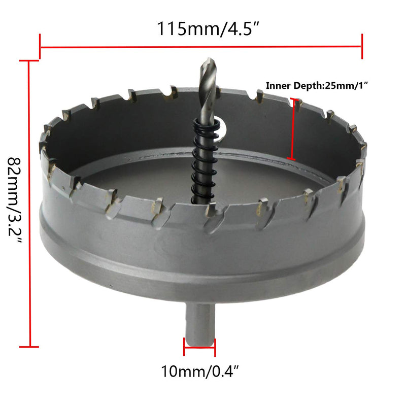 Carbide Hole Saw 4.5-inch/115mm Cutting Dia Hole Cutter for Cutting Stainless Steel & Iron 4.5"/115mm