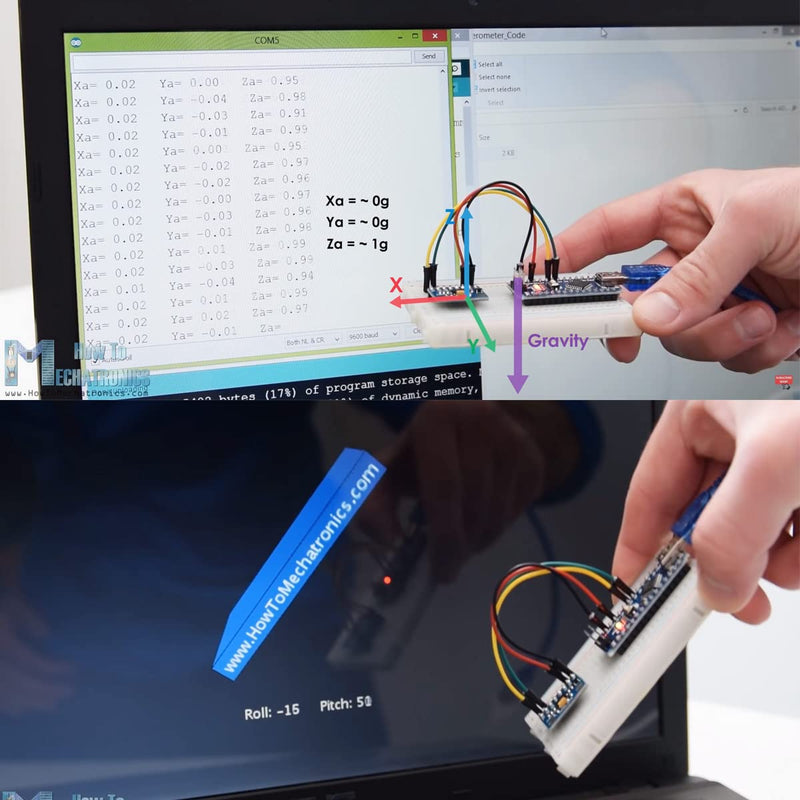 2pcs GY-291 ADXL345 IIC/SPI Digital 3-Axis Digital Acceleration Tilt Module with Pinheader DuPont Cable for Arduino
