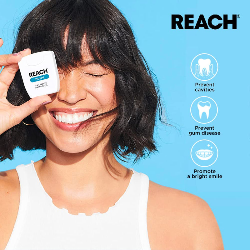 Reach Waxed Dental Floss, Cinnamon Flavored, 4 Pack | 55 Yards | Extra Wide | Shred Resistant | PFAS Free 4 Pack (55 yards)