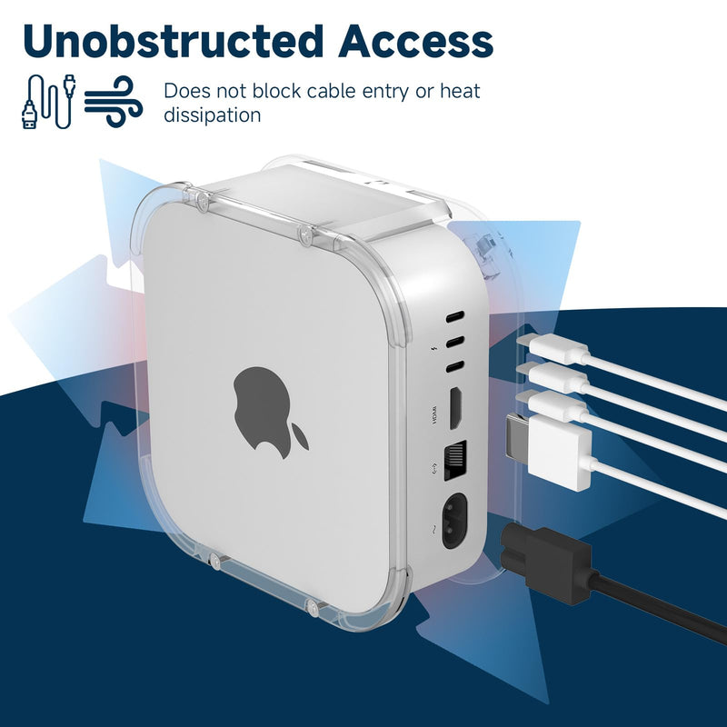 Clear Acrylic Wall/Under Desk Mount for Mac mini M4 / M4 Pro 2024 - Mac mini M4 Stand Holder with Easy Power Button Access (Holder Only)