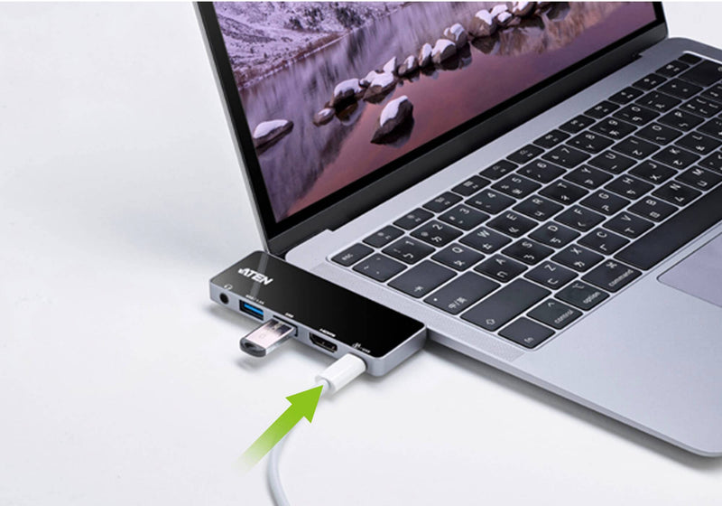 ATEN 5-in-1 USB-C Travel Dock w/Audio Port, 92W PD, 3840 x 2160 60Hz 30Hz, USB 3.2 Thunderbolt 3, HDMI, 3.5mm Mic, Headphone for Windows, Mac, iPad, Android Mobile, Laptop, Desktop UH3238