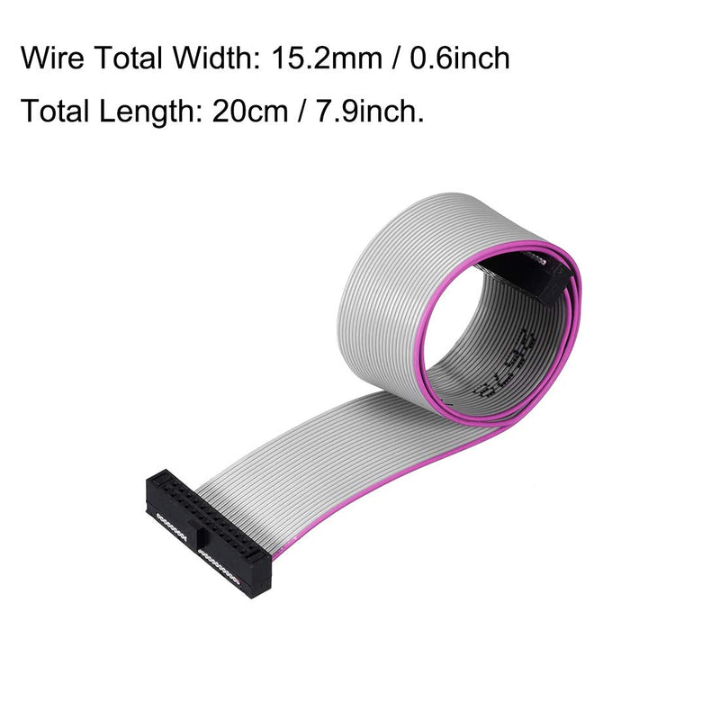 uxcell IDC Wire Flat Ribbon Cable FC/FC Female Connector A-Type 24Pins 1.27mm Pitch 20cm Length 24 Pins