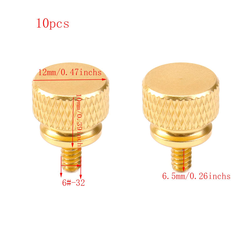 10 Pieces Anodized Aluminum Computer Case Thumb Screws, Thumb Screws, Knurled Hand Screws (Gold) Gold