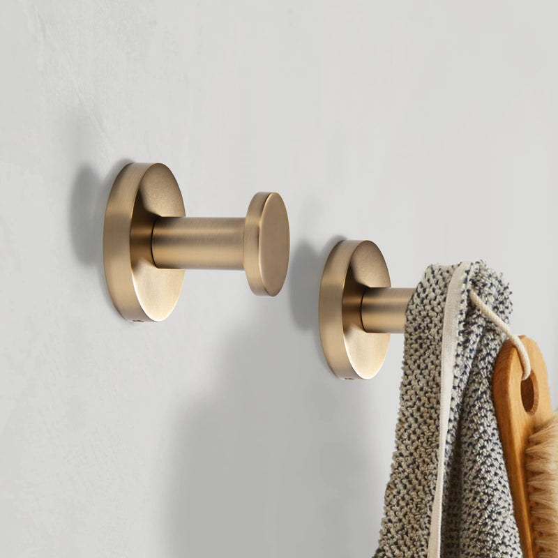 TUNNY 5 Pack Round Towel Hooks-Champagne Gold Modern Coat Hooks Shower Towel Hooks for Bathroom Kitchen Home Storage Champagne Gold