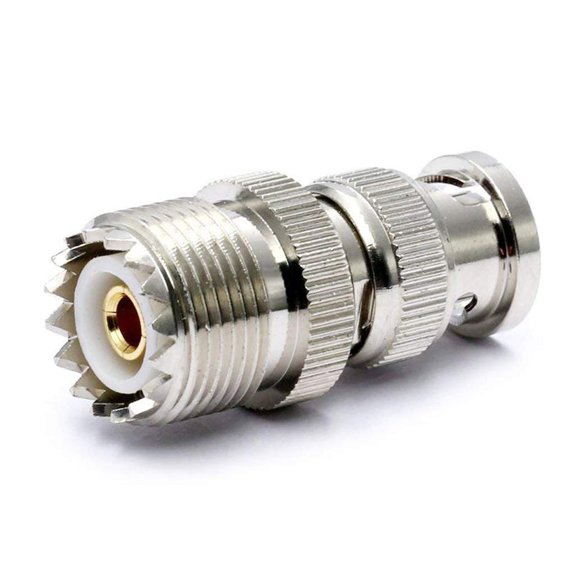 TengKo BNC Male to UHF Female SO-239 SO239 Adapter Connector RF Coaxial Coax Adapter for Antenna Coaxial Cable Radio Scanner (2 Pack) 2 Pack