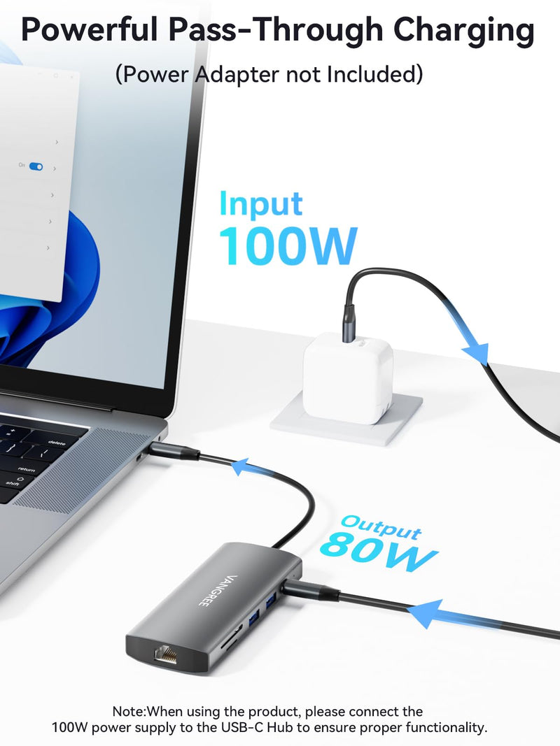 USB C Hub with Dual 4K@60Hz Displayports, 2 USB-A & 2 USBC 3.2 10Gbps Ports, 1Gbps Ethernet, 100W PD, SD/TF, USB C Splitter Docking Station for MacBook Pro/Air, iMac, iPad Pro, XPS, Thinkpad, Surface 10-in-1 (Dual USB C Display)
