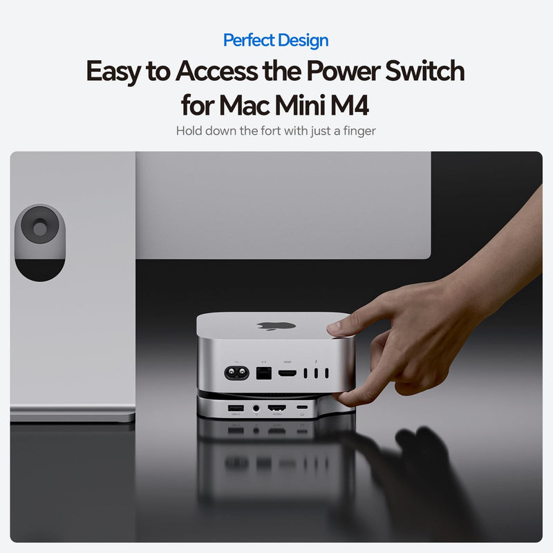 Mac mini M4 Dock, No WiFi Interference PULWTOP Mac mini M4 Hub Stand with M.2 SSD Enclosure (SSD NOT Included), for Mac mini M4 and M4 Pro 2024 with 4K60Hz HDMI, 3 x USB A 2.0, SD/TF, 3.5mm Audio/Mic