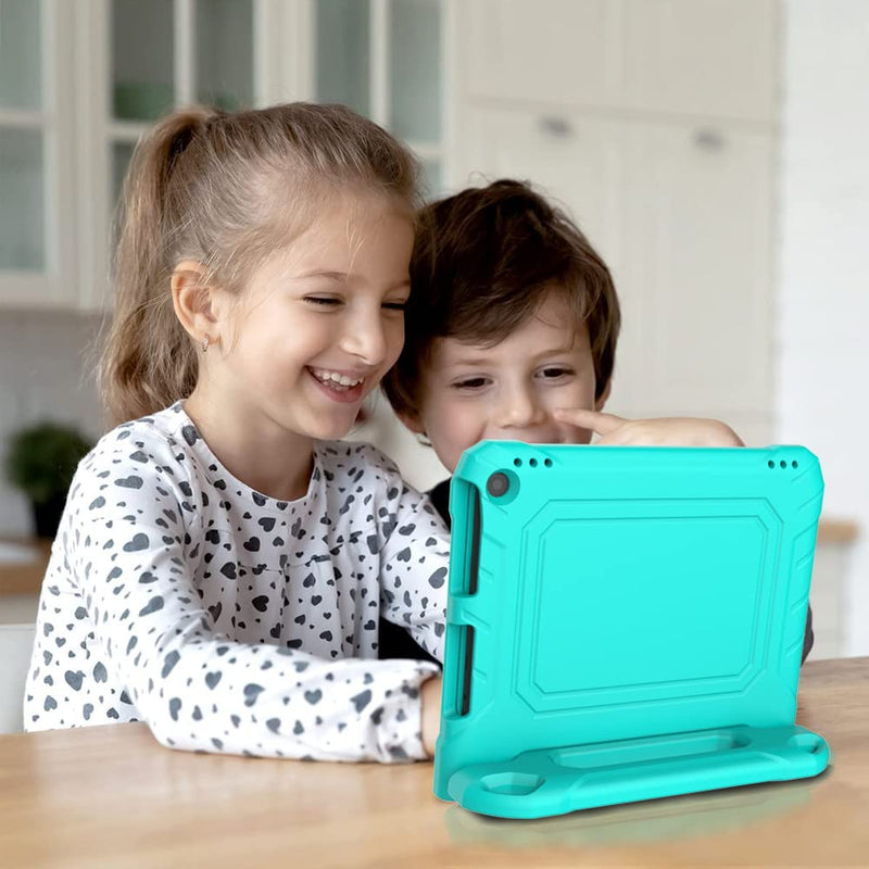 DJ&RPPQ Kids Tablet Case for 1 0 Tablet(13th/11th Generation,2023/2021 Release) - Incompatible with iPad Samsung Lightweight Shockproof Case with Handle Stand for 10In Kids Tablet-Turquois GD-Turquoise
