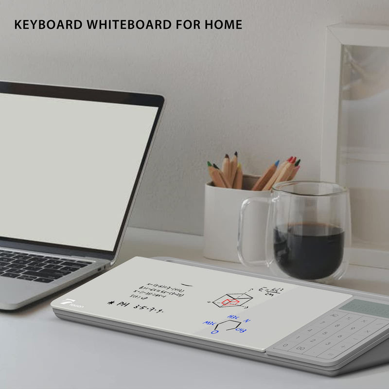 Gray Desktop White Board Glass with Calculator＆ Small Desktop Dry-Erase Pad Glass whiteboard