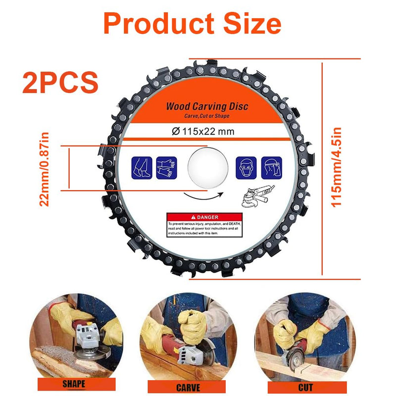 Pack of 2 Milling Disc for Angle Grinder Wood 100 mm, Rasp Disc for Wood Carving & Milling, Suitable as a Paint Router, Root Milling for Grinding, Milling & Carving Soft & Hardwood