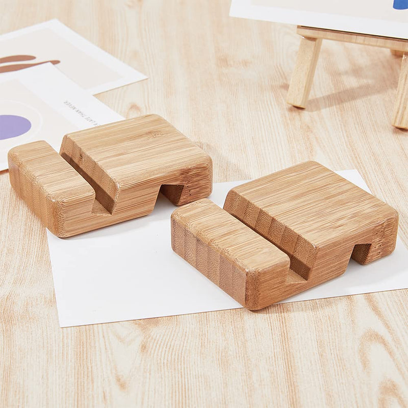 4Pcs Wood Mobile Phone Holder 3.15x2.36x0.81 Inch Minimalism Smartphone Dock Desktop Cell Phone Tablet PC Stand Double Sided Groove Universal Portable Tablets Holder Square Burlywood BurlyWood-Rectangle-4pcs