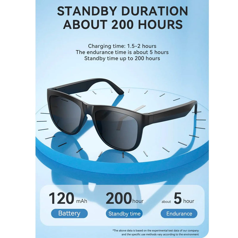 GS01 Smart Bluetooth Sunglasses, Audio Sunglasses With Speaker, UV400 Polarized lens, Open Ear Music, Touch Control Black