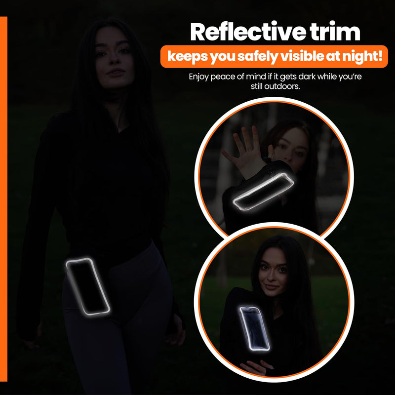 Ultimate 3-in-1 Essentials Carrier: Running Handheld Phone Holder, Hiking Pouch Belt Holster & Fitness Armband Case - with Clear Window, Fits iPhones and Most Androids - Water Resistant, Adjustable! Stylish Black