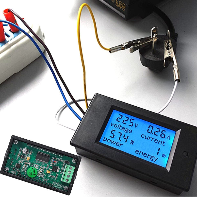 Greluma 1 piece DC 6.5-100V 20A LCD display digital current voltage energy meter multimeter amp voltmeter, 4 in 1 digital amp volt watt kWh meter tester measuring device 4-in-1 multimeter