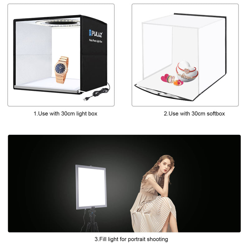 PULUZ 29cm Photography Shadowless Light Panel Ultra Bright LED Fill Light Background Panel Touch Bottom Light Photo Box Light with USB-C Power Suitable for Jewelry Cosmetic Handicraft Shooting 11.4'' x 11.4''inch / 29cm