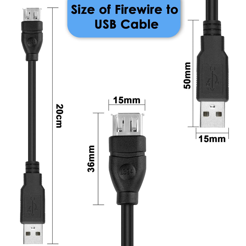 LBSC Firewire IEEE 1394 6 Pin Female to USB A Male Adapter Cable, 6 Pin Firewire to USB Cable Data Transfer Converter Cable for Printer, Digital Camera, Scanner, Hard Disk (USB to 6 pin) usb to 6 pin