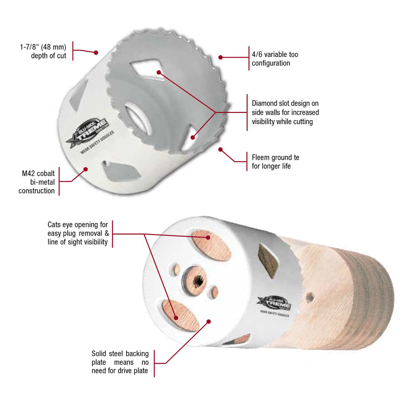 Disston E0211335 4-1/8-Inch Boxed Blu-MOL Xtreme Bi-Metal Hole Saws, 105mm