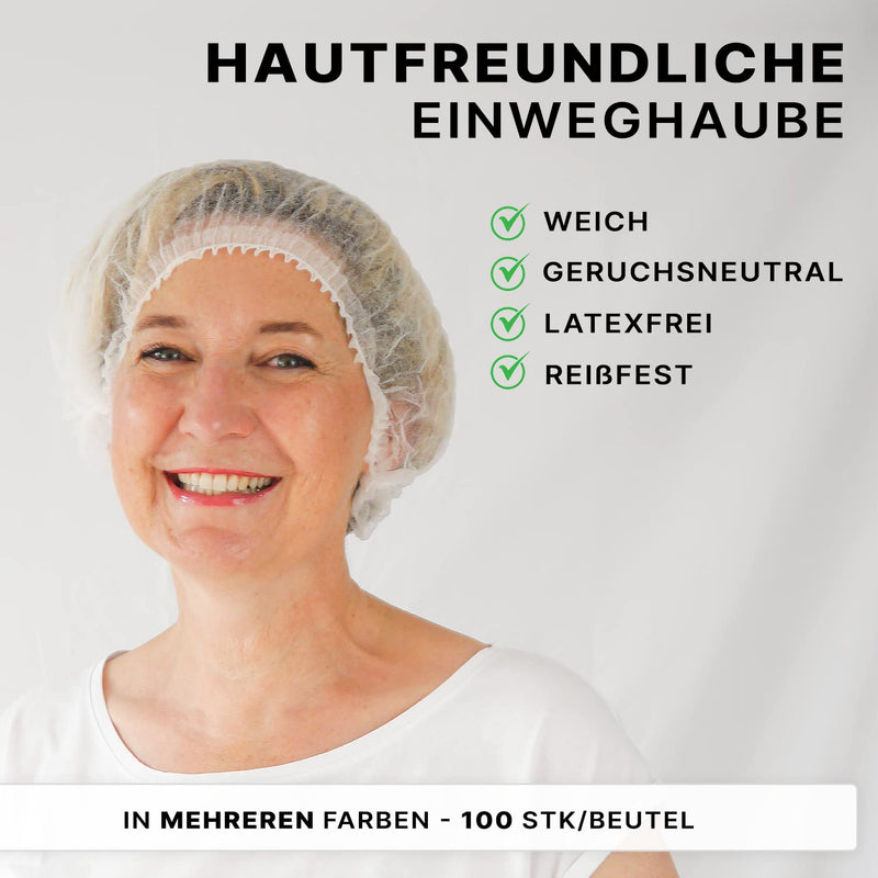 ARNOMED hair net, surgical cap made of disposable fabric white, disposable hair nets 100 pieces for the kitchen or dentist, hygiene accessories for medicine, surgical head caps 52cm, disposable hair net for men/women, hair cover white