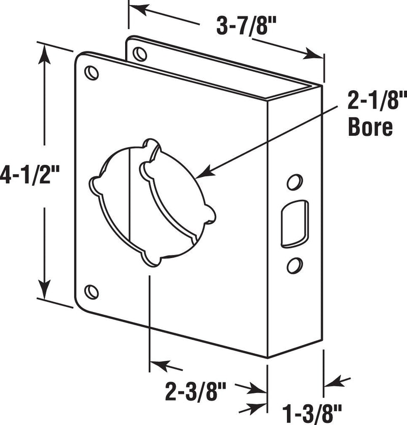 Prime-Line U 10744 Brass Lock and Door Reinforcement Plate, Bronze | For 1-3/8 In. Thick Doors, Single Pack 1 Pack