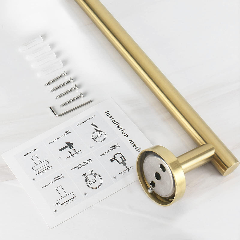 NearMoon Bath Towel Bar, Thicken Stainless Steel Shower Towel Rack Holder Wall Mounted for Bathroom, 26-lnch Overall Length-24-lnch Usable Hanging Space (1 Pack, Brushed Gold) 26 Inch 1