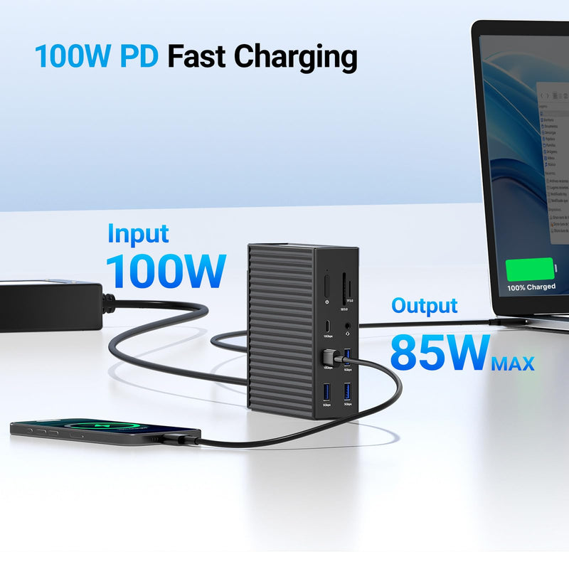 ACASIS USB C Docking Station Dual Monitor,16-in-1 Laptpop Docking Station with 2* HDMI,VGA,2.5G Ethernet,SD/TF,10Gbps USB-C 3.1,3.5mm Audio,PD100W,USBC Hub for MacBook/Dell/Lenovo/HP/ThinkPad (Black) Black