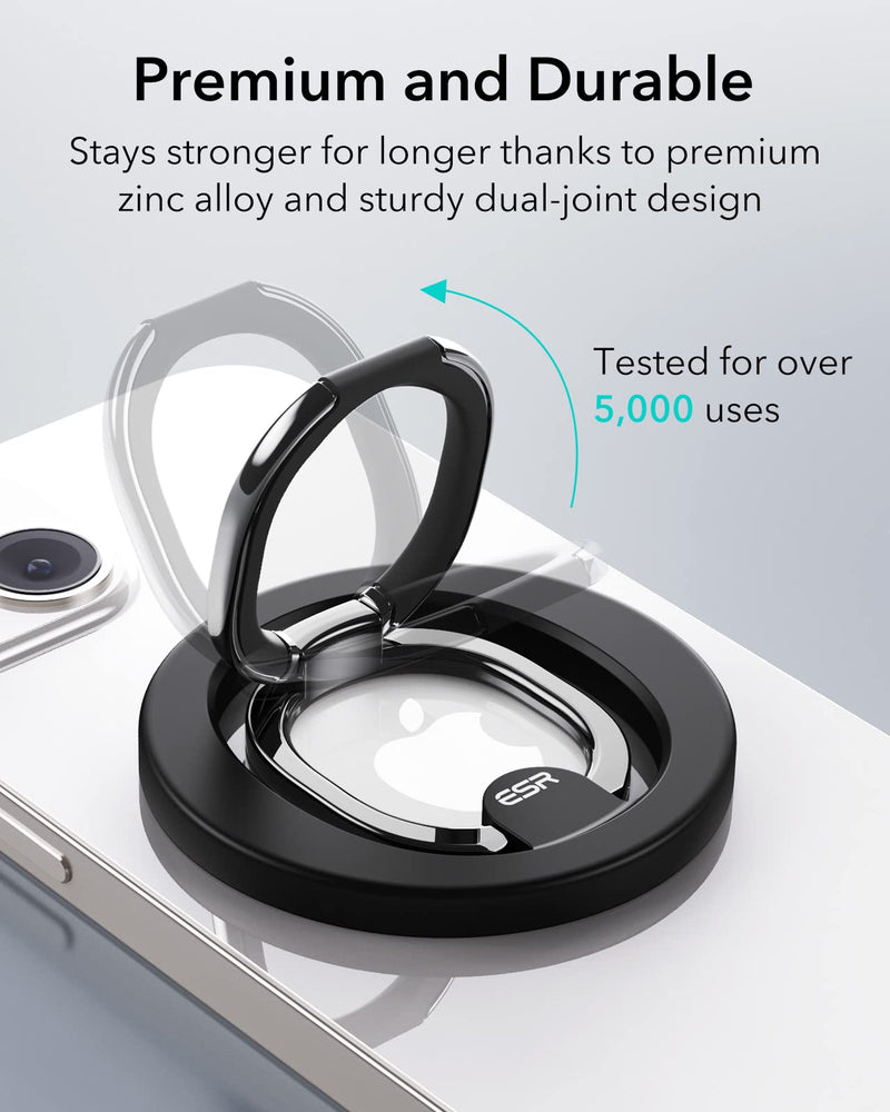 ESR for MagSafe Ring Holder (HaloLock), Magnetic Phone Ring Holder Compatible with MagSafe Phone Grip, Magnetic Phone Grip with Adjustable Stand for iPhone 15/14/13/12, Black