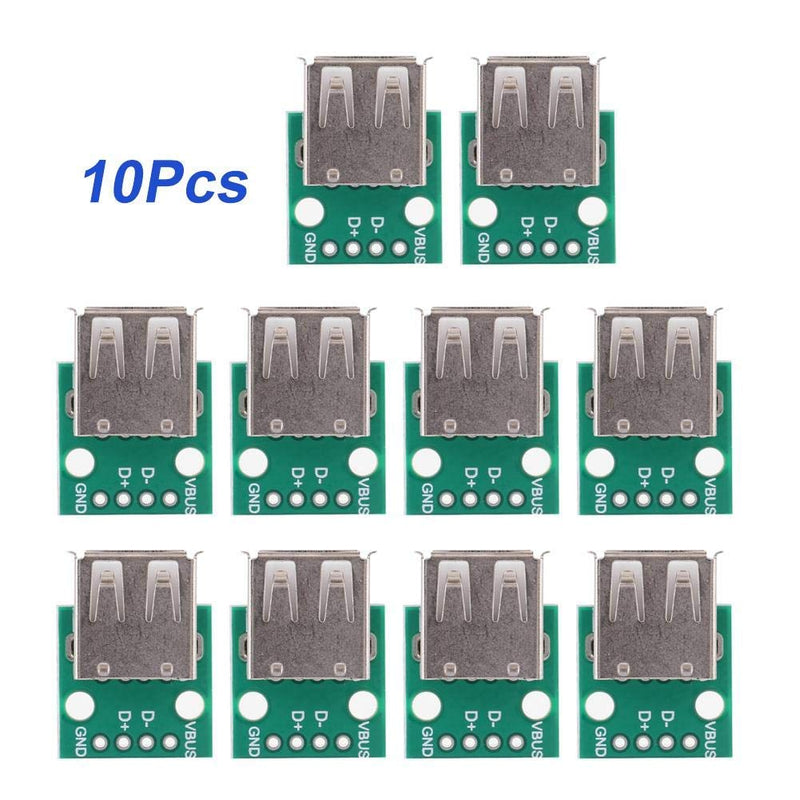 Keenso USB Breakout Board Pack of 10 USB Type A Female Breakout Board 2.54 mm Pitch Adapter Plug DIP