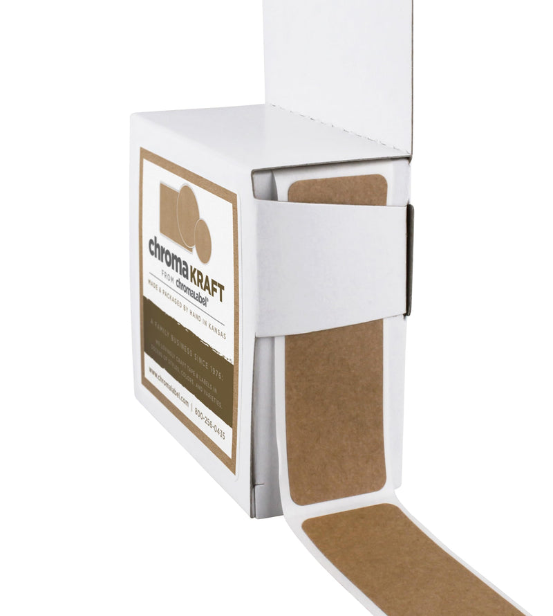 ChromaLabel 1 x 3 Inch Permanent Kraft Rectangle Labels, 250 Labels per Dispenser Box 1" x 3"