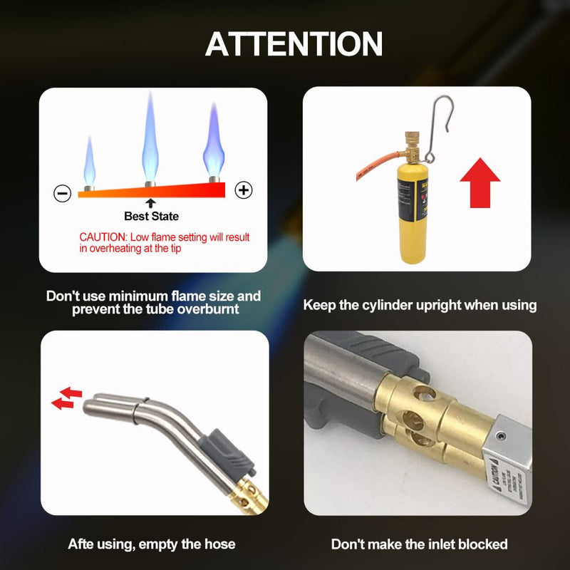 Double Heads Mapp Gas Torch Turbo with 5ft long Hose WT-10, Map Torch Turbo Tips Mapp Gas Propane Head Handheld