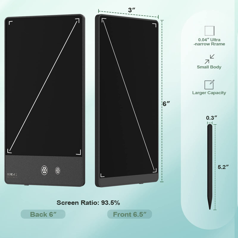 LCD Writing Tablet for Adults-6.5″&6″ LCD Writing Tablet,Double-Sided Full Screen Electronic Drawing Pad,Mini Portable Digital Notepad for School,Office,Home,Erasable,Reusable 6.5/6inch