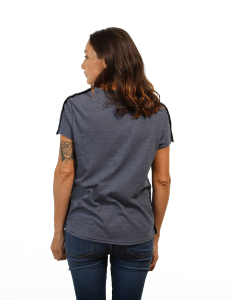 MAI Shoulder Surgery Shirts for Women - Soft Fabric Tear Away Shirt with Premium Snap, Chemo Shirts for Port Access Short Sleeve XX-Large Blue