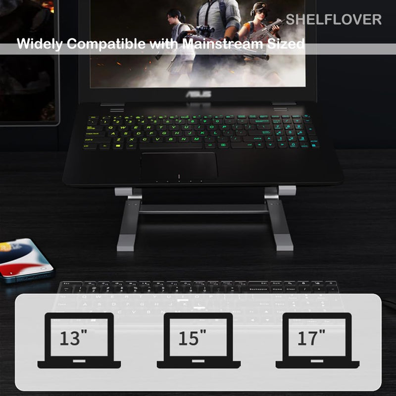 Laptop Stand Aluminum Alloy Material, Detachable PC Stand Notebook Holder, Compatible with Laptops Air/Pro/Lenovo/Dell, HP, 10'' ~ 18" Laptops, Silver