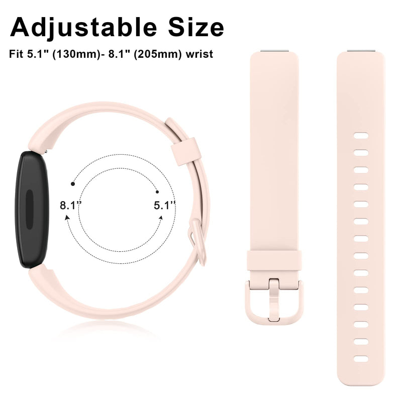 3 Pack Silicone Bands Compatible with Fitbit Inspire 2 Bands for Women Men, Adjustable Replacement Sport Wristbands Straps for Fitbit Inspire 2 / Ace 3 (Pink Sand/Gray/Black) Pink Sand/Gray/Black