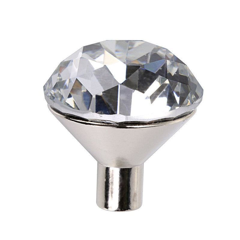 Sumnacon Drawer Dresser Knobs Pull Handles - Crystal Glass Diamond Decorative Knobs with Plate, Cabinet Cupboard Door Knobs with Screws for Kitchen Bathroom Office Decoration Pack of 10 6.7 Inch Silver
