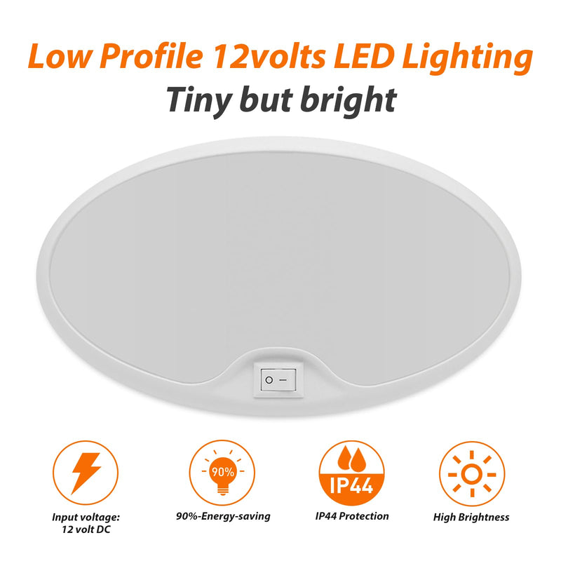 Dream Lighting 12V Led RV Ceiling Dome Light RV Interior Lighting for Trailer Camper with Switch, Cool White-5500K 390 Lumens E: 5500K-Cool White