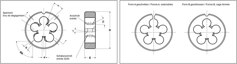 Völkel, 27458, Round Dies, DIN 223 (DIN EN 22568), HSS-G, M 16 x 2.0 M16 x 2.0