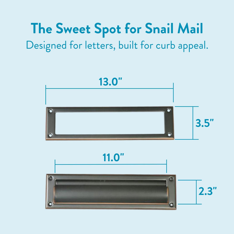 Architectural Mailboxes Mail Slot Cover for Front Door, Rubbed Bronze | Rust-resistant with a spring-loaded interlocking flap. Includes interior and exterior plates, template, and hardware.