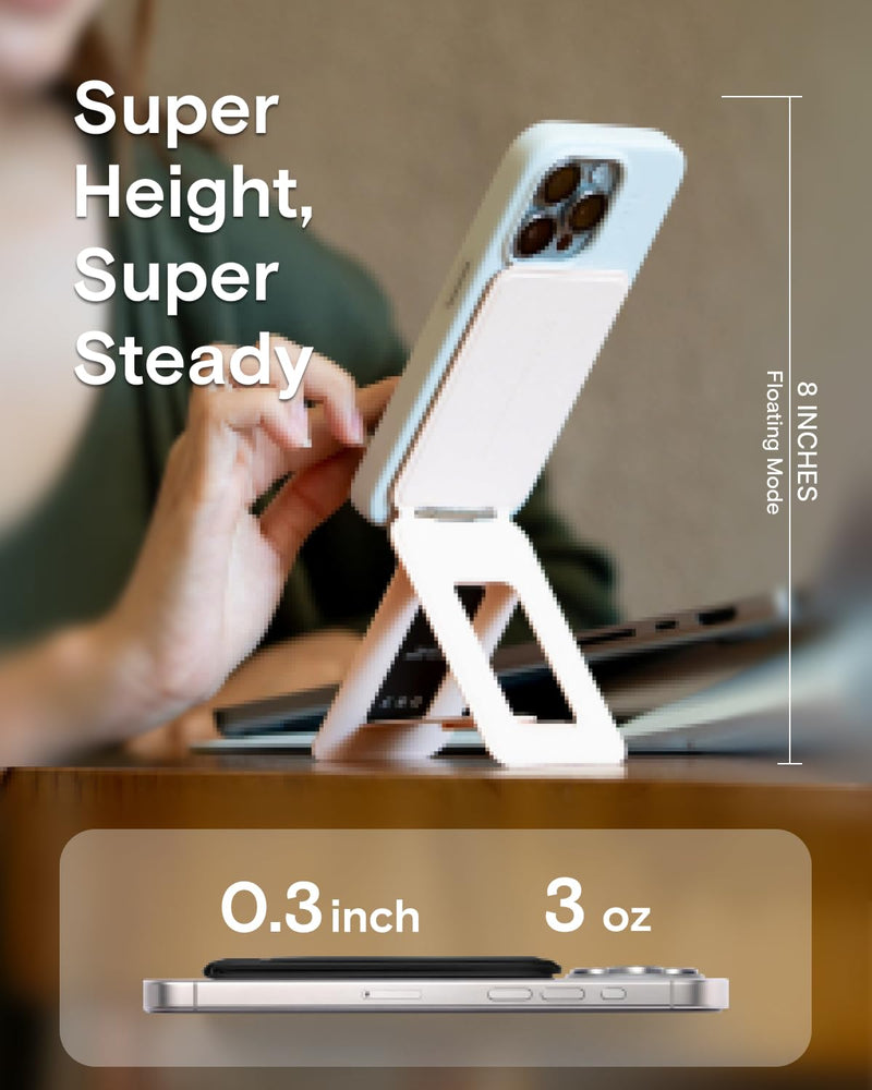 MOFT Phone Stand, Magnetic Phone Tripod Stand Stain-Resistant MOVAS Leather & Angle Adjustment & Strong Magnets Tripod for iPhone 17/16/15/14/13/12 (Included Metal Ring)-Blush Blush without Card Slot
