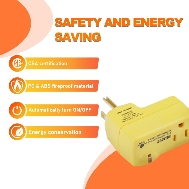 HEATIT ET-21 Freeze Thermostatically Controlled Outlet On at 38F /Off at 50F ET-21-2 2PCS 2.0