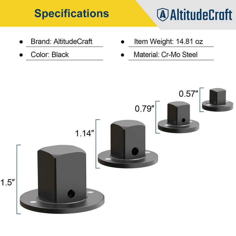 Low Profile Impact Socket Adapter Set, Drive Ratchet Adapter Set, Designed for Tight Spaces, 3/8" to 1/2", 1/4" to 3/8", 3/4" to 1", 1/2" to 3/4", 4PC